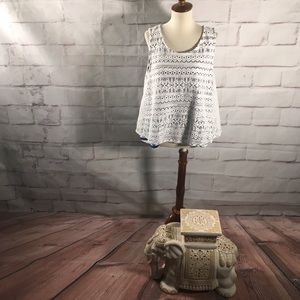 Postmark Lace Overlay Striped Nautical Tank Top